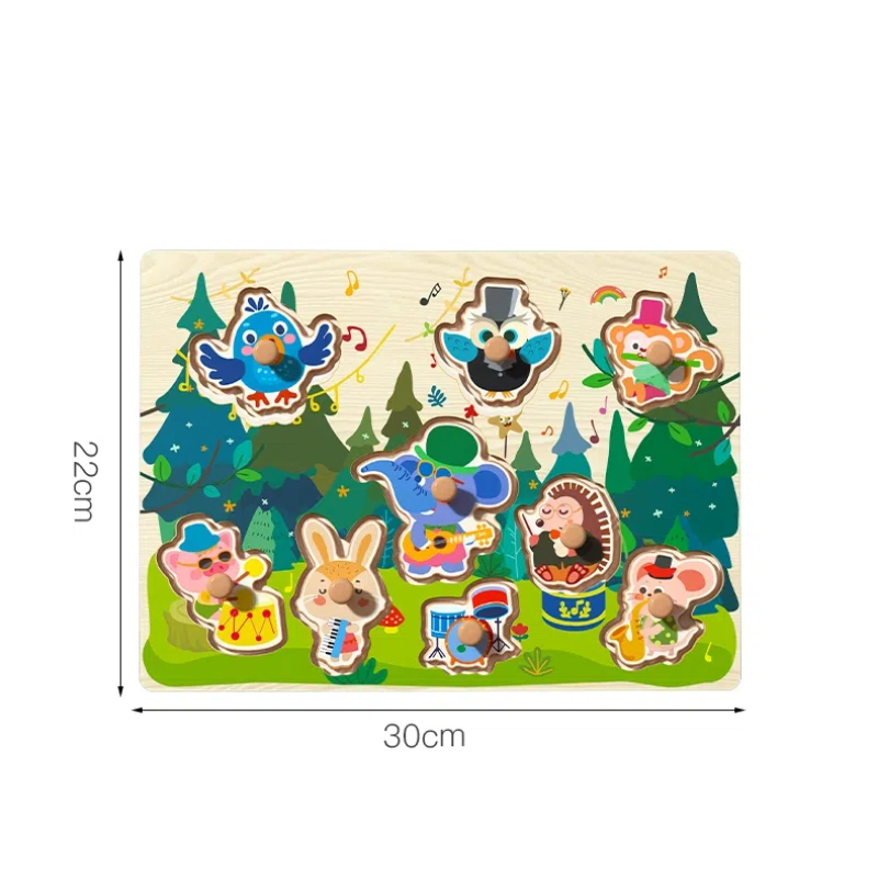 Wooden Puzzle Board with Handle – 8 Themed Pattern Options for Kids’ Learning & Play