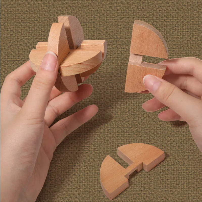 Wooden Luban Lock Brain Teaser Puzzle Set – 9-in-1 Educational Logic Gift Box