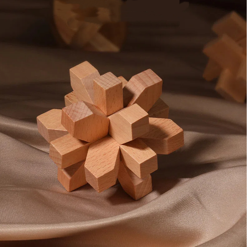 Wooden Luban Lock Brain Teaser Puzzle Set – 9-in-1 Educational Logic Gift Box