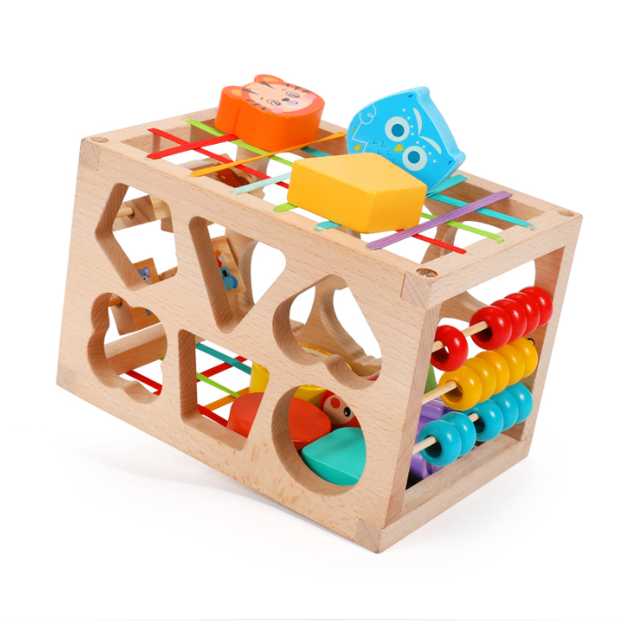 Wooden Activity Cube Educational Toy – Montessori Learning Cube for Toddlers 1–3