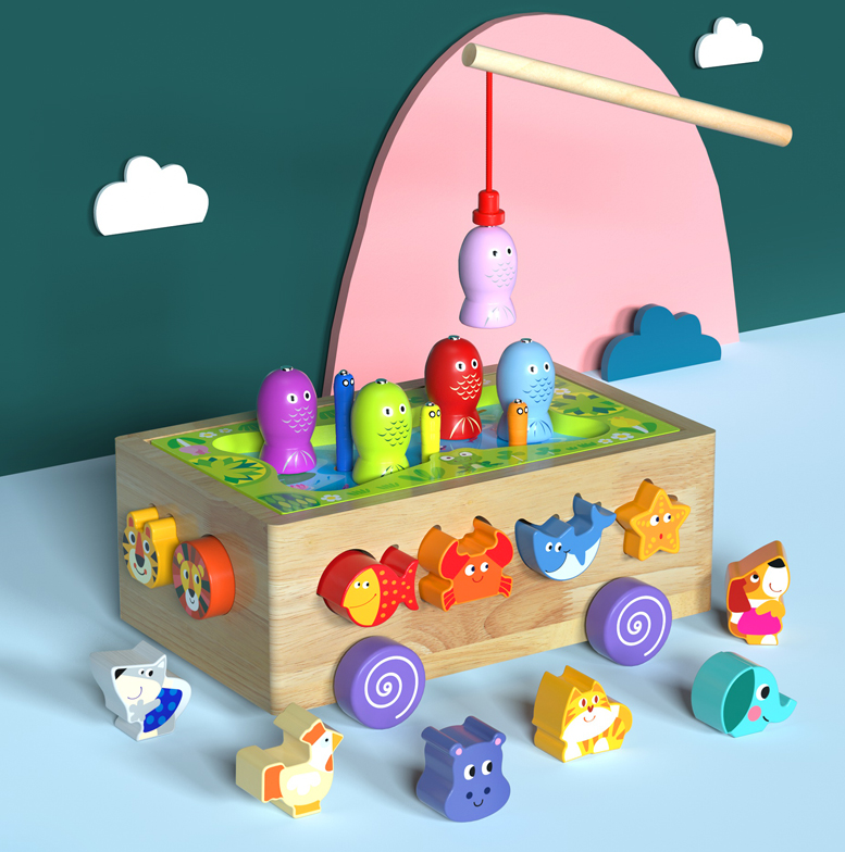 Montessori Wooden Magnetic Fishing Game Toy