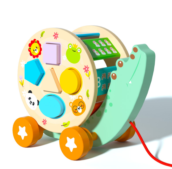 Wooden Pull-Along Crocodile Activity Toy – Shape Sorter & Early Learning Play for Toddlers