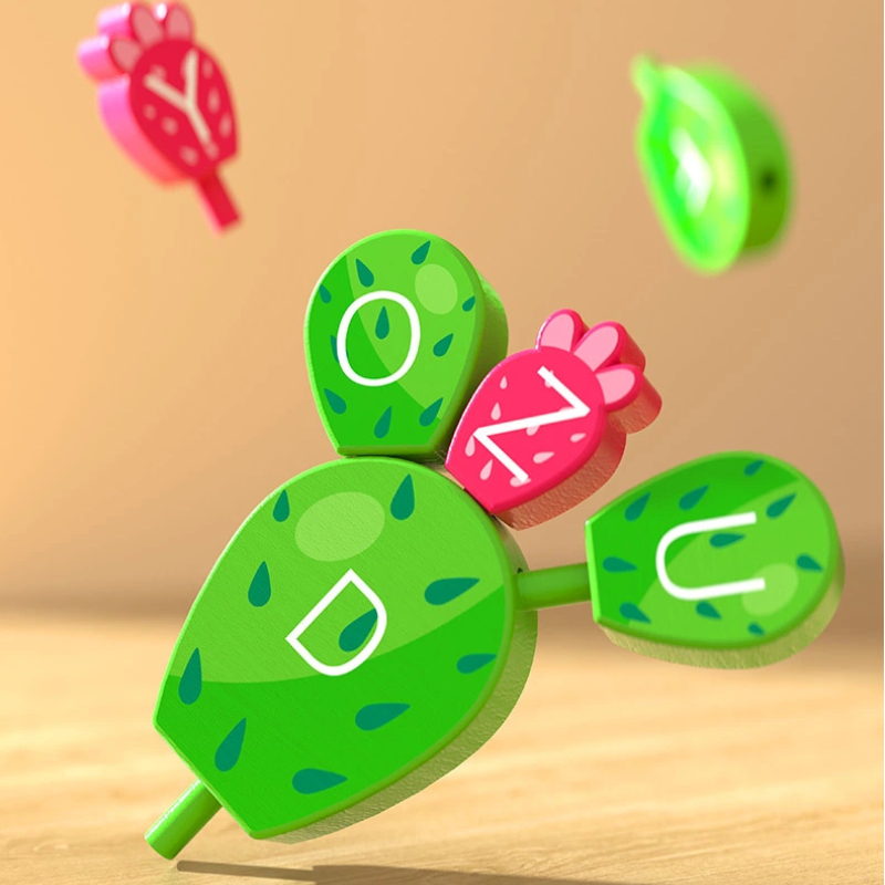 Wooden Alphabet Cactus Balancing Toy – Montessori Letter Learning Game for Kids