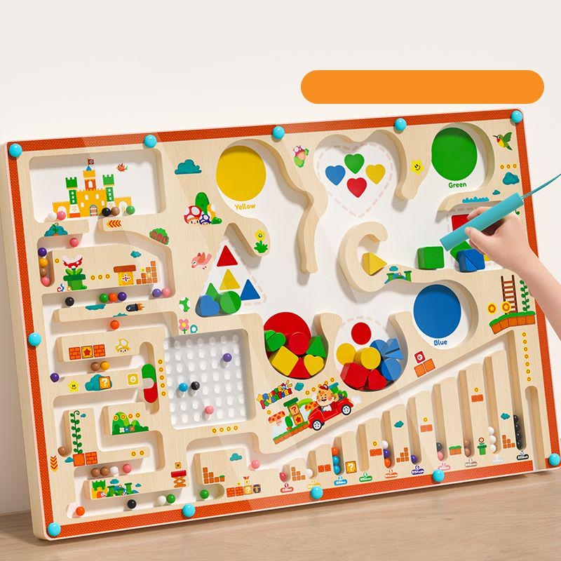 Multi-Activity Wooden Montessori Busy Board & Maze Toy