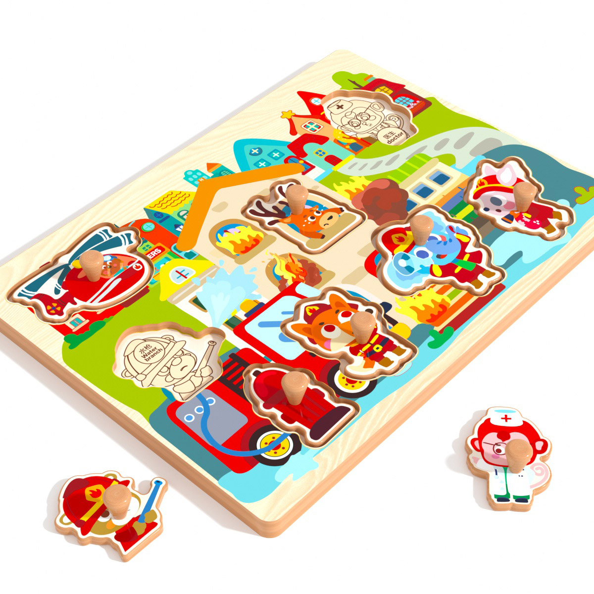 Wooden Puzzle Board with Handle – 8 Themed Pattern Options for Kids’ Learning & Play
