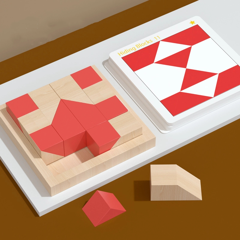 Wooden Logic Puzzle “Hide Building Blocks” | Montessori Brain Training Toy for Wholesale & OEM