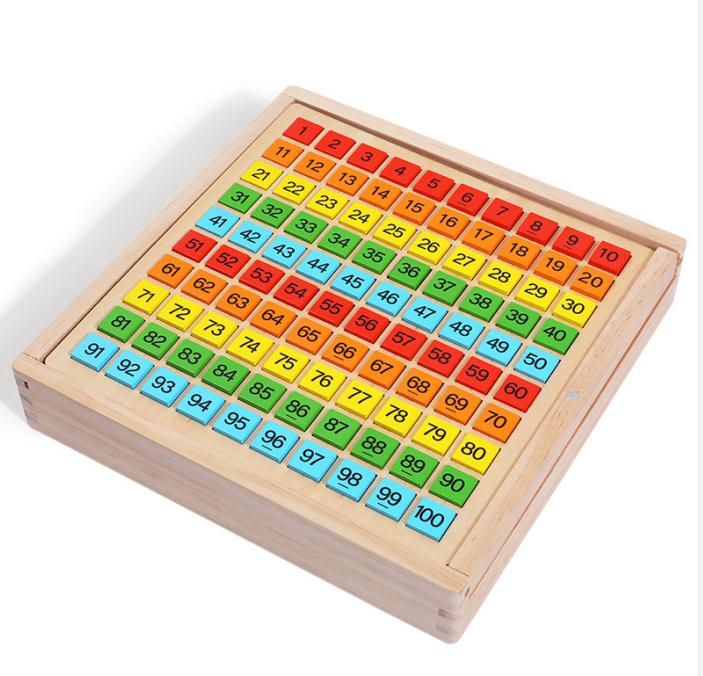 Wooden Montessori 1–100 Number Board Educational Toy