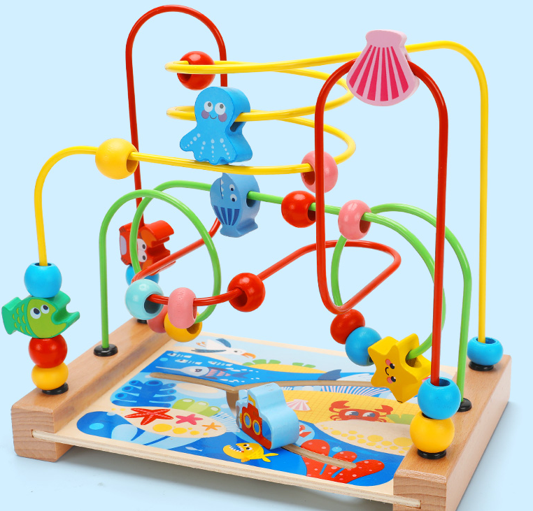 Ocean-Themed Wooden Bead Maze Montessori Activity Toy