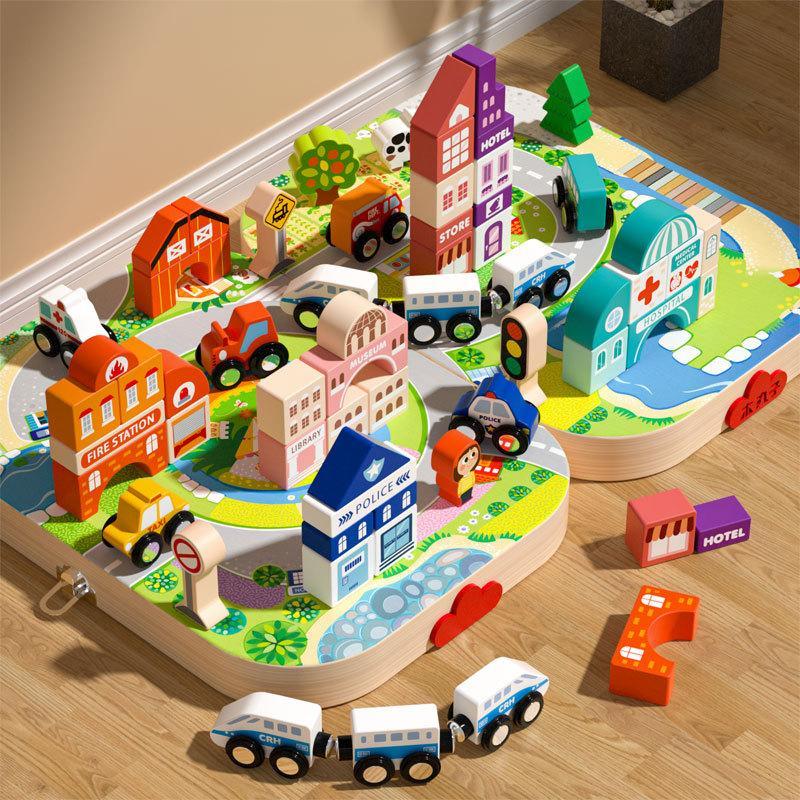 Educational city transport blocks toy.
