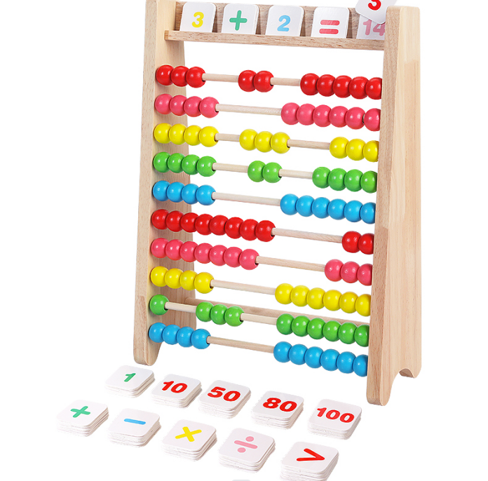 Wooden Abacus Math Learning Toy with Numbers & Symbols | Educational Counting Beads Set