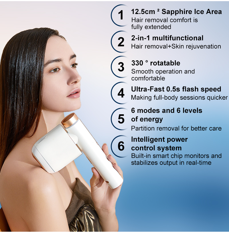 Aolemon No Extra Head Laser Hair Removal for Women and Men IPL Hair Removal with Ice-Cooling System for Painless & Long-Lasting Result Permanent at-home Epilation with Unlimited Flashes