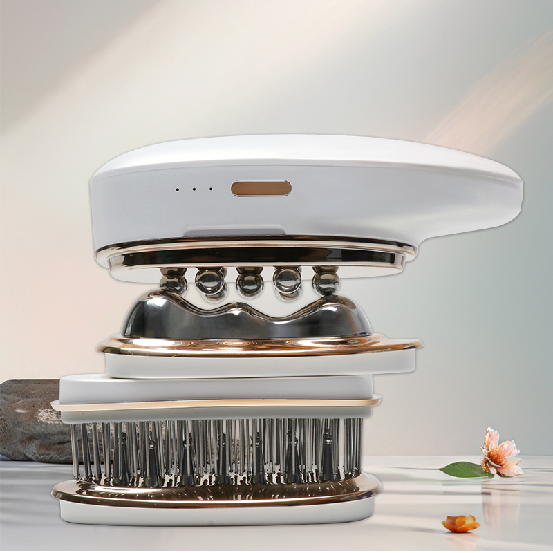 Aolemon Multifunctional 4 in 1 Electric Straight Comb Hair Vibration Body Massage Machine Hair Brushes beauty device guasha for Women