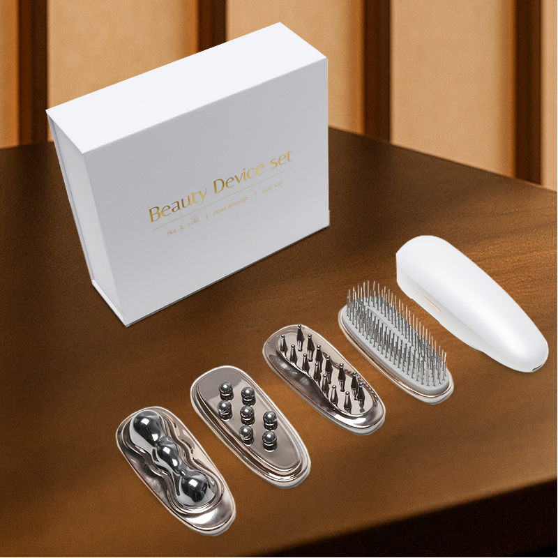 Aolemon Multifunctional 4 in 1 Electric Straight Comb Hair Vibration Body Massage Machine Hair Brushes beauty device guasha for Women