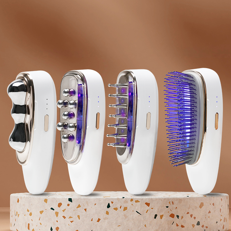 Aolemon Multifunctional 4 in 1 Electric Straight Comb Hair Vibration Body Massage Machine Hair Brushes beauty device guasha for Women