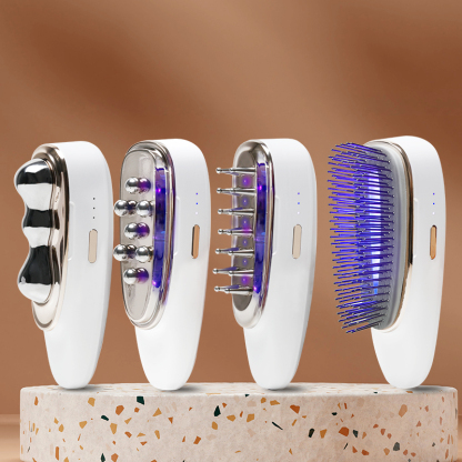 Aolemon Multifunctional 4 in 1 Electric Straight Comb Hair Vibration Body Massage Machine Hair Brushes beauty device guasha for Women