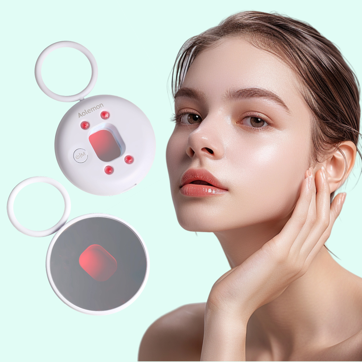 Wholesale Custom Design Red Light Detection Anti-peeping Mini Vanity Mirror Shenzhen JVK Round Makeup Mirror