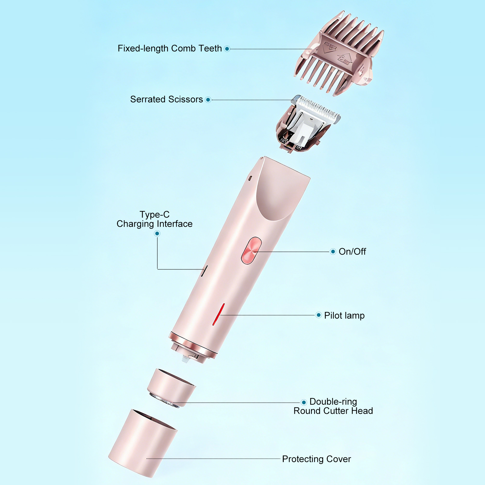 Aolemon Painless Dual-Head Electric Epilator Rechargeable Portable Hair Remover