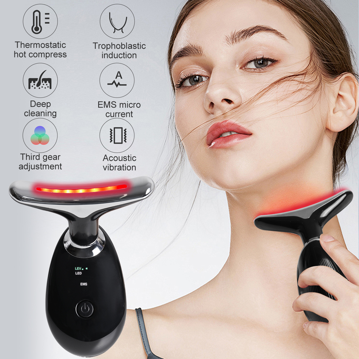 Wholesale Luxury Portable Face and Neck Lifting Massager Sliver pink Skin Tightening Anti-aging Neck Lifting Massager at Home