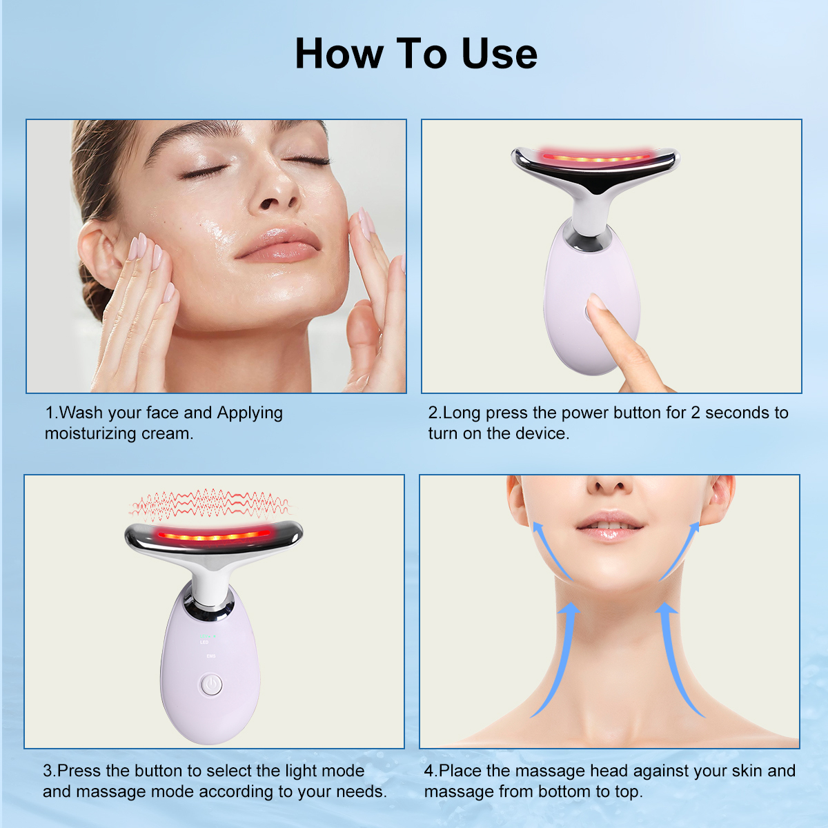 Wholesale Luxury Portable Face and Neck Lifting Massager Sliver pink Skin Tightening Anti-aging Neck Lifting Massager at Home