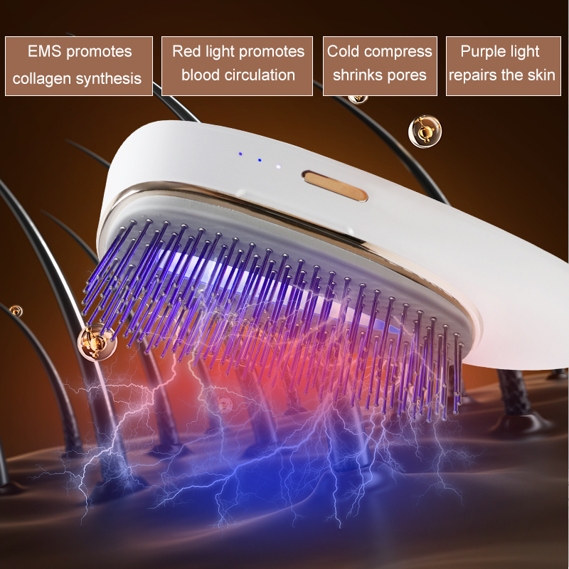 Aolemon Multifunctional 4 in 1 Electric Straight Comb Hair Vibration Body Massage Machine Hair Brushes beauty device guasha for Women