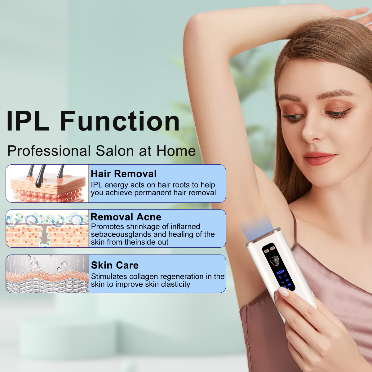 Custom Logo Hair Removal For Soft And Glowing Skin Portable IPL Laser Hair Removal Household