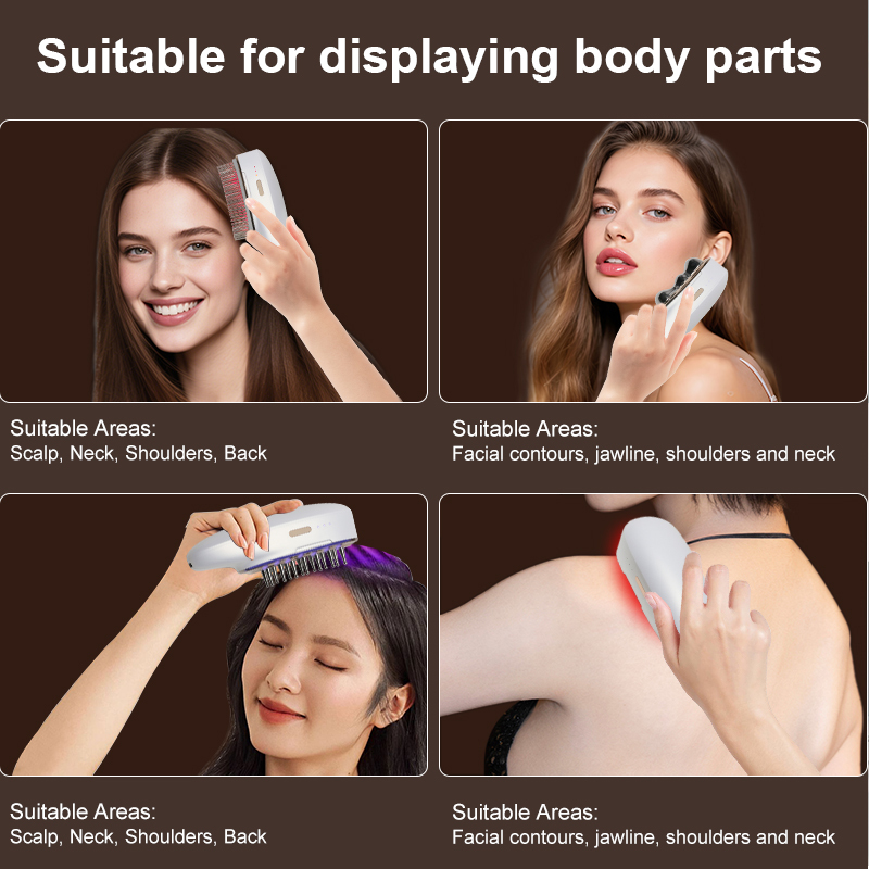 Aolemon Multifunctional 4 in 1 Electric Straight Comb Hair Vibration Body Massage Machine Hair Brushes beauty device guasha for Women