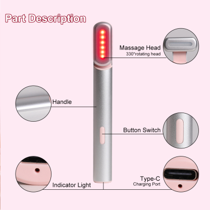 Shenzhen JYK Wholesale Eye Facial Beauty Massager Ems Vibration Eye Led Red Light Massager Wand With Heat Compression