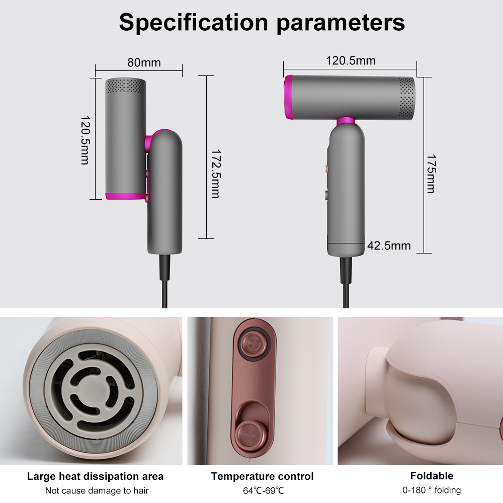 Aolemon High-Power Electric Travel Mini Hair Dryer Motor Ionic Feature for Home Care Customized Hair Salons for Hotel Household Use