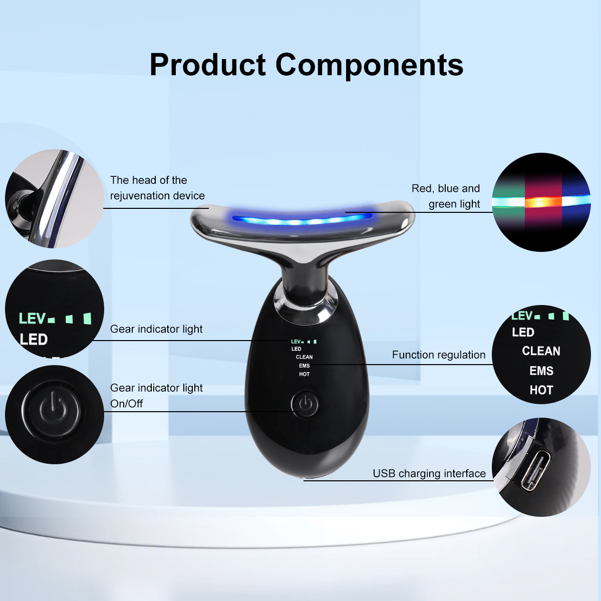 Wholesale Luxury Portable Face and Neck Lifting Massager Sliver pink Skin Tightening Anti-aging Neck Lifting Massager at Home