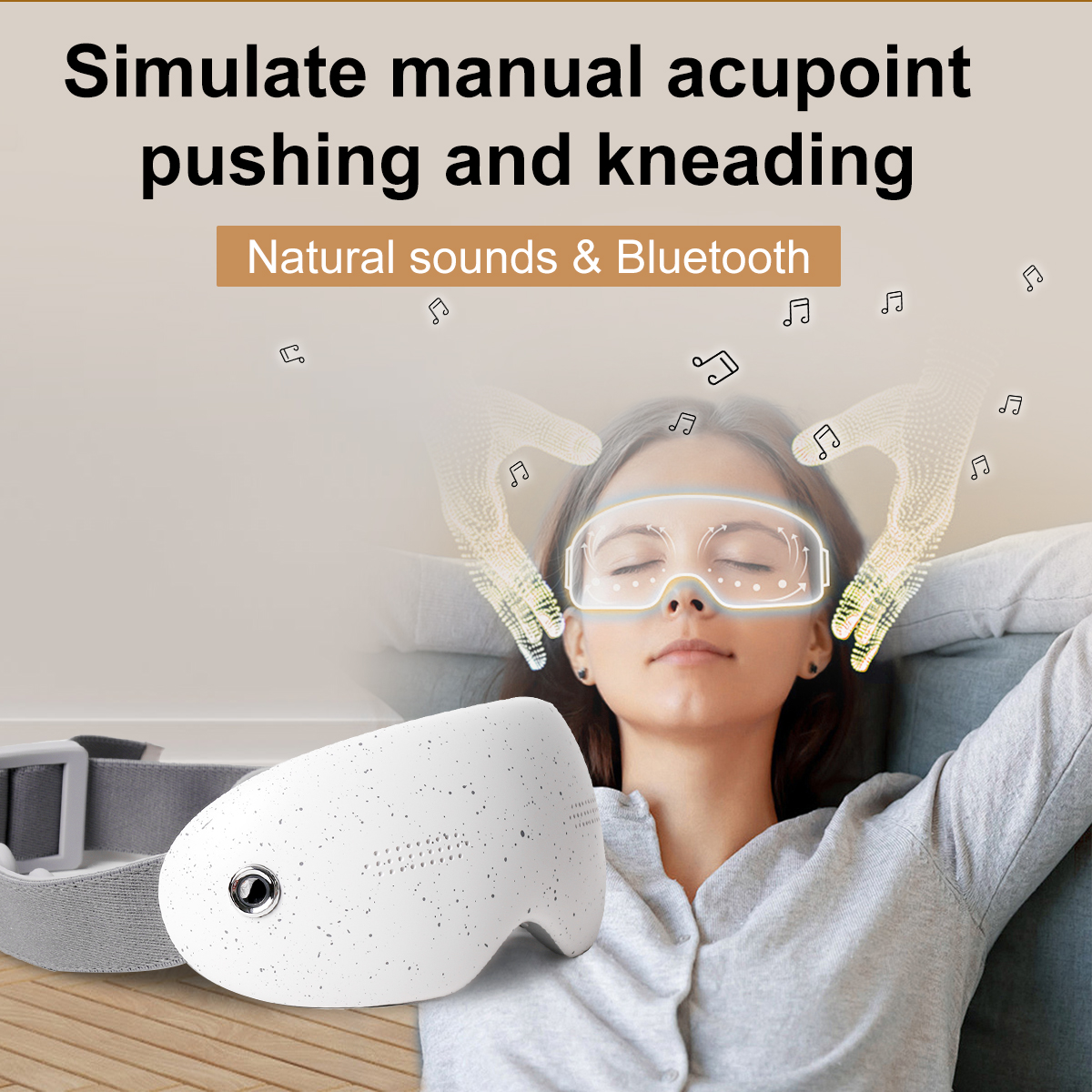 Hot Sale Electric Eye Massager Stress Relief Machine with Heat Compression Beauty Device for Lifting & Music Technology-Aolemon