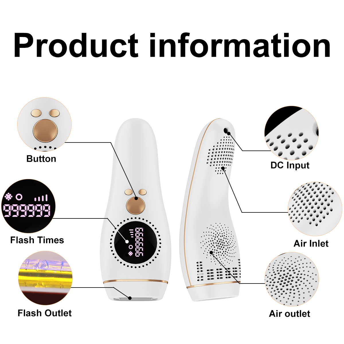 IPL Hair Removal Device Home Use Ipl Machine Laser Hair Removal Permanent Removing Hair Painless At-home 3 in 1-Aolemon