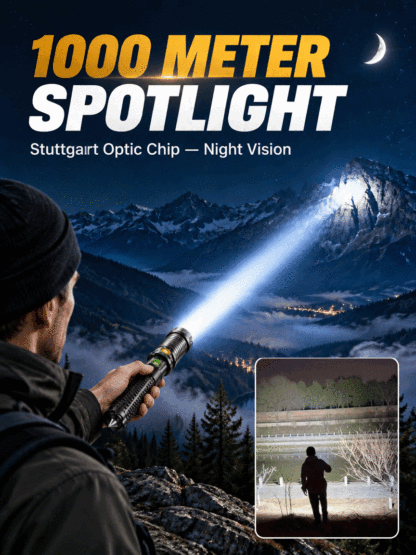 German Tactical Flashlight | 1000m Ultra Long-Range, COB Side Light, Window Breaker & IPX6 Waterproof Emergency Gear
