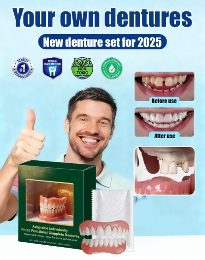 No Dentist Visit Needed! 😁 Custom Fit in 3 Mins! 🕒 Medical-Grade Silicone Dentures ✅ 180-Day Warranty & Refund Guarantee!