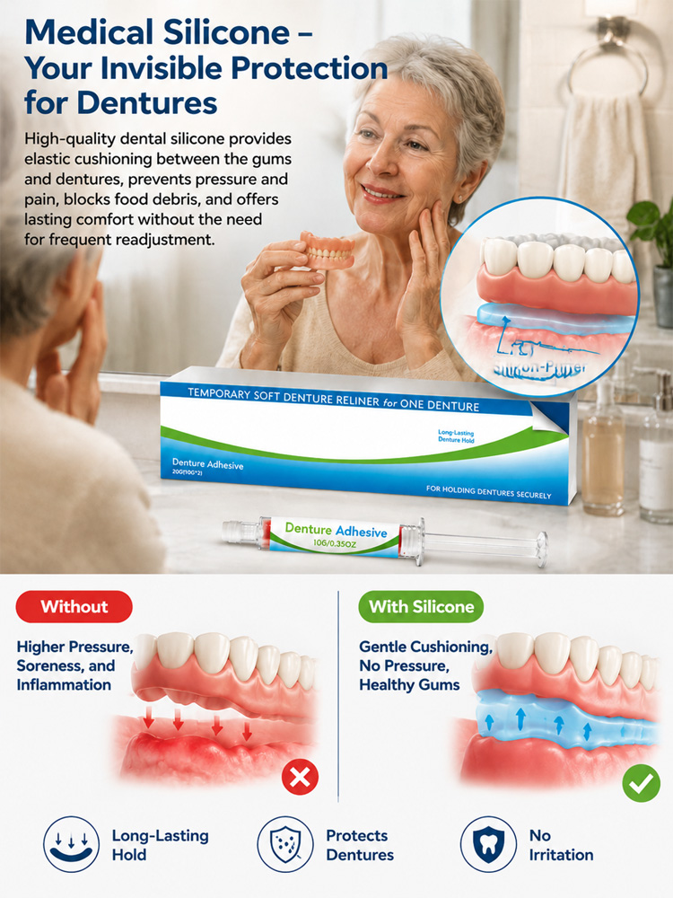 Denture Adhesive Kit– German Quality, Zinc-Free & Long-Lasting Comfort Hold for a Confident Smile