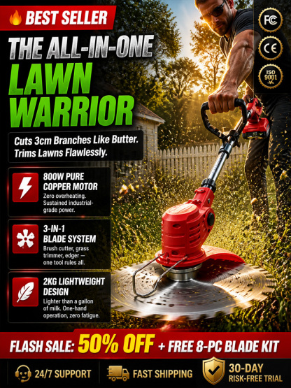 [One machine for multiple uses] Long-lasting and powerful lawn mower