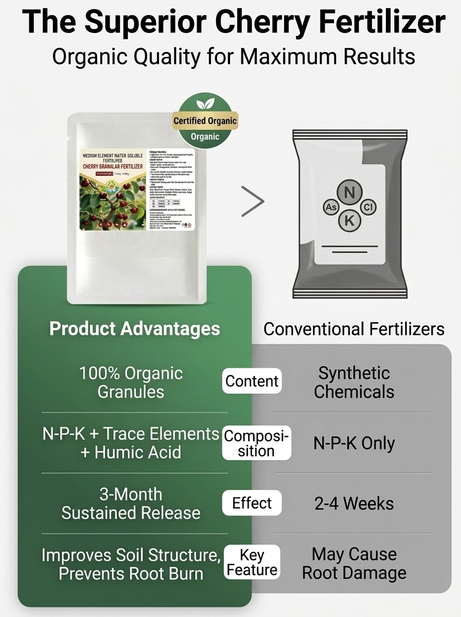 🍒 Say Goodbye to Overpriced Supermarket Cherries! 🍒USDA-Certified Fertilizer Exclusively Formulated for CherriesHigh Phosphorus & Potassium Blend Boosts FloweringWatch Your Harvest Explode!