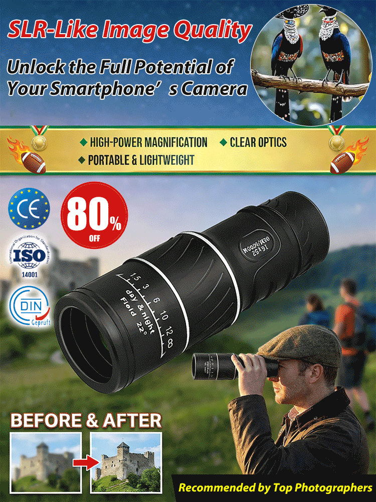 Used by American Mountain Guides! 100x HD Monocular, IPX5 Waterproof & Fog-Proof, 3-Year Warranty 🧭🔭