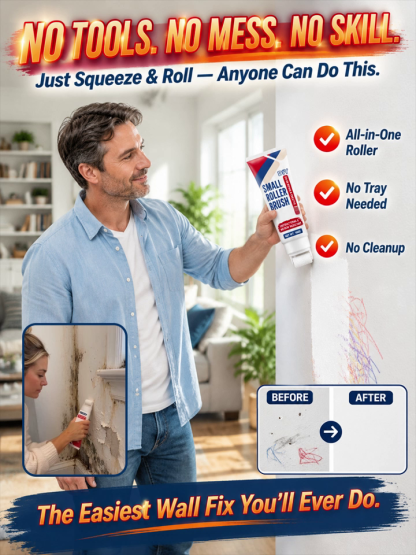 Wall Repair Paste with Built-In Roller Brush | Mess-Free, One-Step Wall & Scuff Fix in 10 Mins