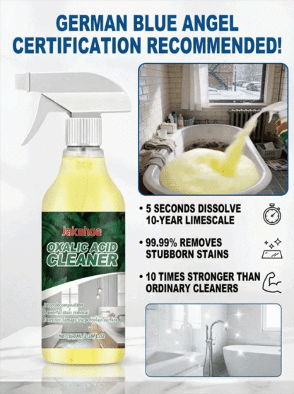 【Oxalic Acid Cleaner】Dissolve 10-year limescale in 5 seconds, no brushing & no rinsing, just spray and wipe clean instantly. Removes 99.99% of tough stains.