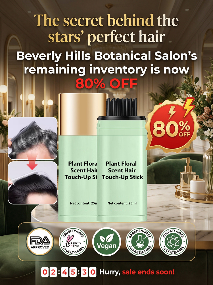 FDA Certified Plant-Based Hair Color Stick. Covers all gray hair in 10 seconds, gentle on your scalp, dries in 3 seconds and is sweat-resistant — limited-time 80% off countdown!