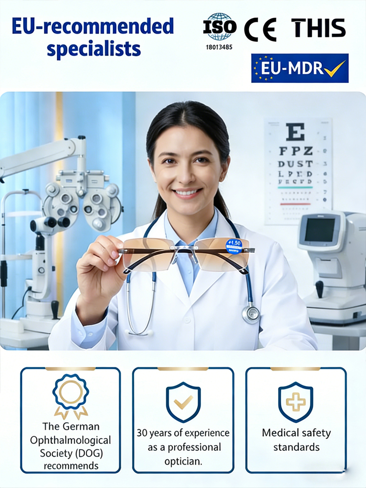 👓 No prescription needed. Adaptive liquid crystal focus-adjustable glasses with 0.01-second ultra-fast auto-focus, 99.9% high-grade blue light filtering. 