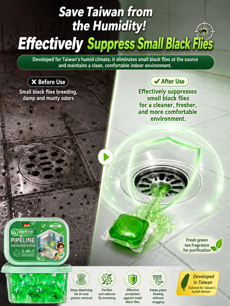 3-in-1 Pipeline Care Water-Soluble Deodorizer Beads – Unclogs, Deodorizes & Repels Drain Flies