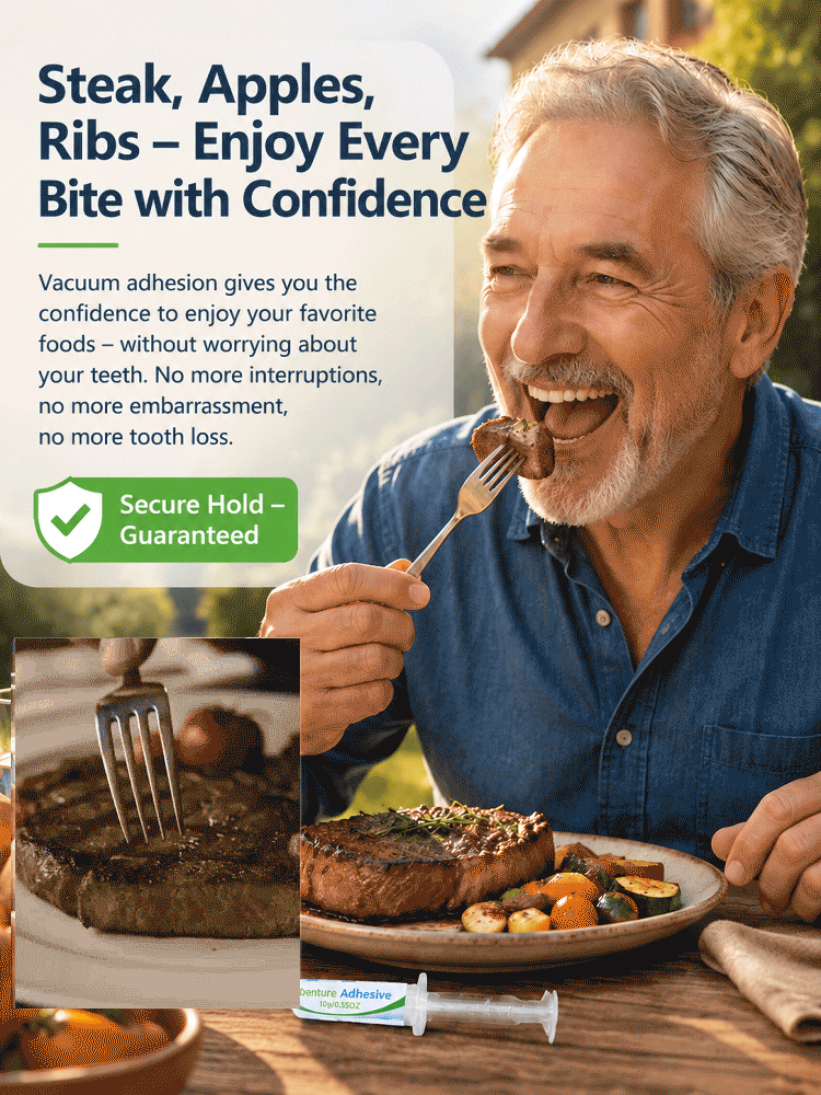 Denture Adhesive Kit– German Quality, Zinc-Free & Long-Lasting Comfort Hold for a Confident Smile