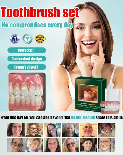 No Dentist Visit Needed! 😁 Custom Fit in 3 Mins! 🕒 Medical-Grade Silicone Dentures ✅ 180-Day Warranty & Refund Guarantee!