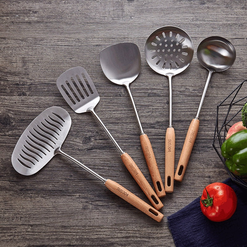 Chinese style wok spatula set stainless steel cooking utensils