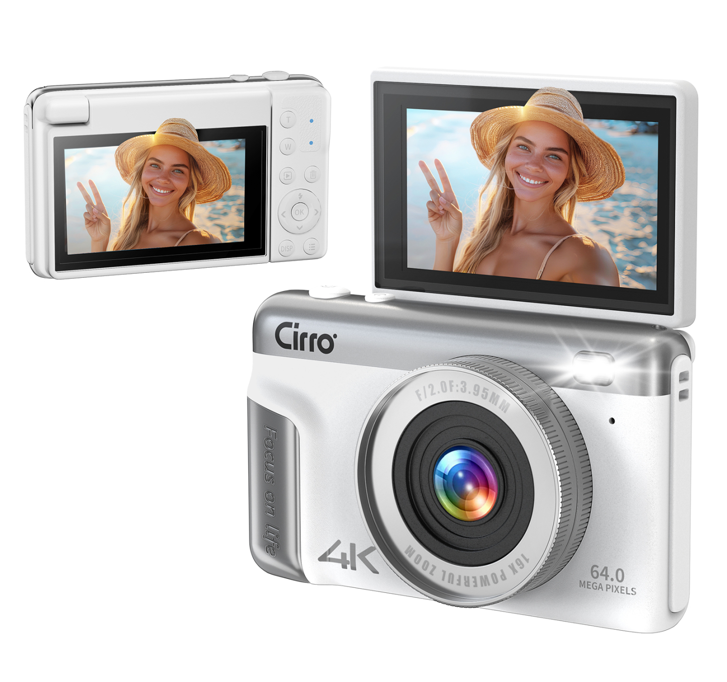Native 4K Digital Camera 64MP| 3" Flip Screen Vlogging Camera with Built-in Microphone