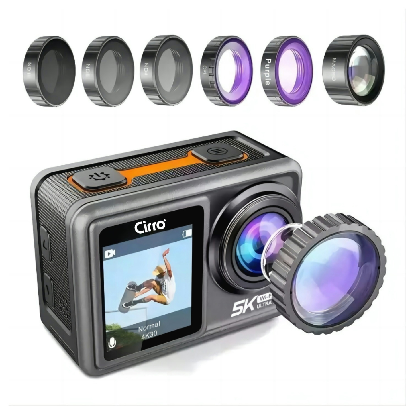 Cirro 5K Wi-fi Dual Screen Action Camera-DC05