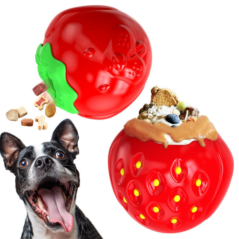Pet products manufacturer wholesale company's new popular Amazon dog slow food leakage strawberry slow food dog toy