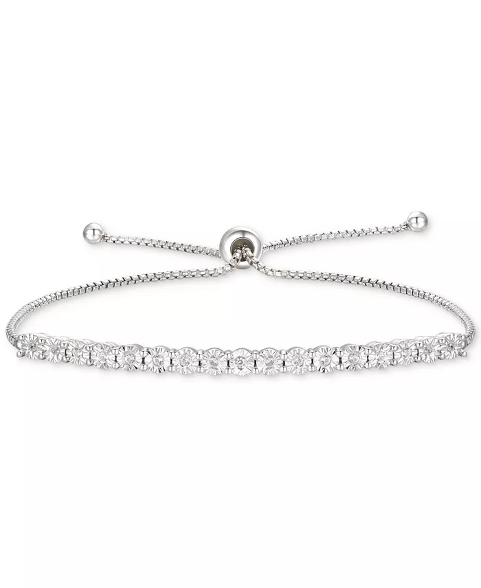Diamond Bolo Bracelet (1/10 ct. t.w.) in Sterling Silver, 14k Gold-Pla