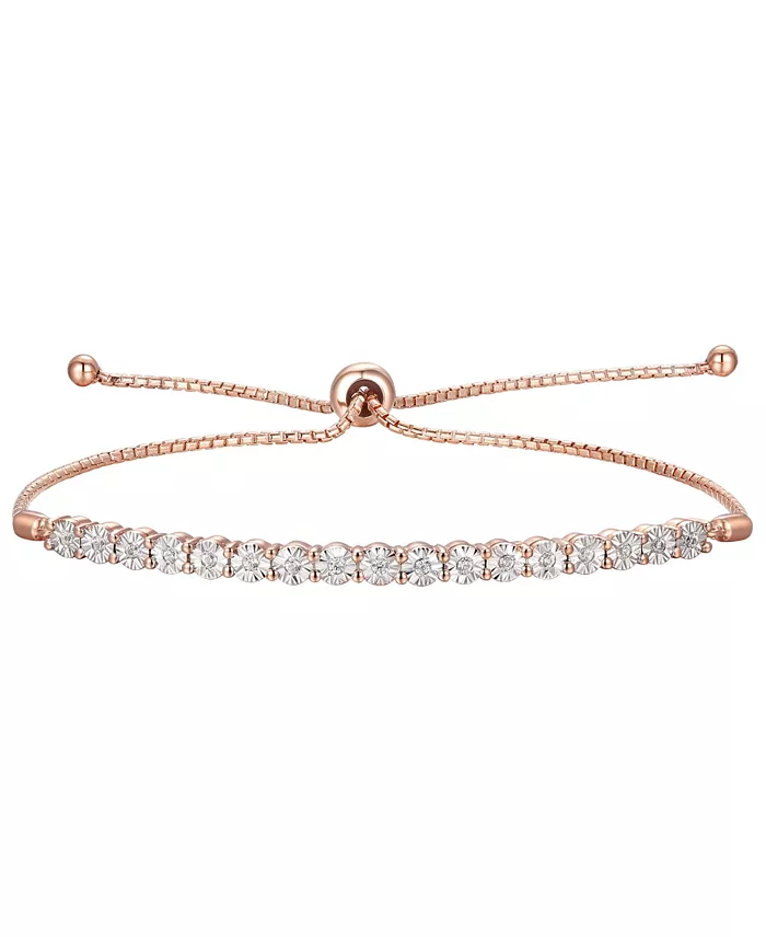 Diamond Bolo Bracelet (1/10 ct. t.w.) in Sterling Silver, 14k Gold-Pla